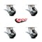 Service Caster 4 Inch Kingpinless Rubber on Aluminum Wheel Swivel Caster Set with Brakes SCC SCC-KP30S420-RAR-SLB-4 - alternate 3